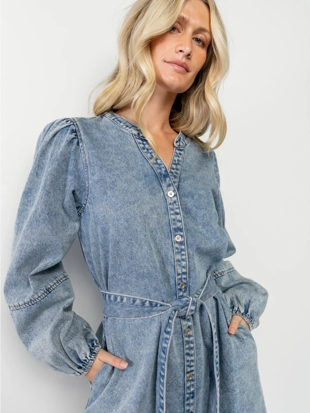 BALTIC BORN STONE WASHED TORA MINI DRESS SZ M LONG SLEEVE BRAND NEW WITH TAGS - Picture 2 of 13